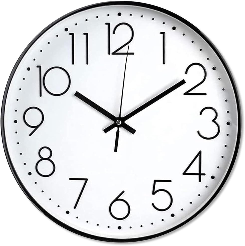 Wall Clock Silent & Non Ticking Modern Quartz Battery Operated Digital Quiet Swe