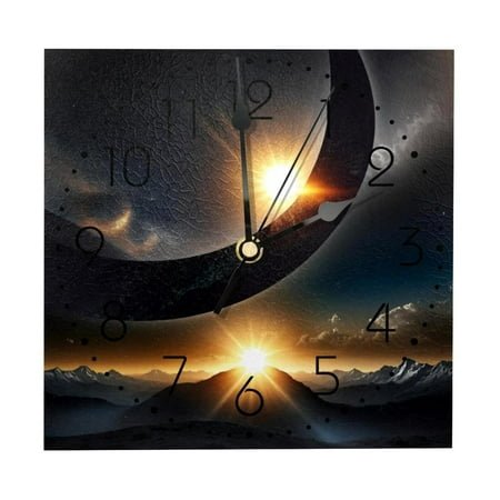 Wall Clocks, Solar Eclipse Battery Operated Number Clock for Bedroom Living Kitchen Office Home Decor Silent & Non-Ticking