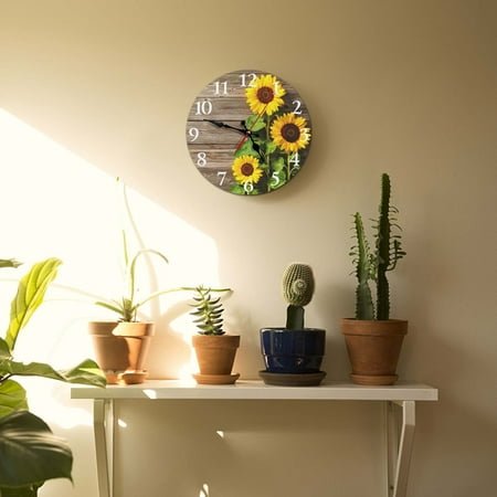 WANYR Alarm Clock & Digital Clock 30cm European Retro Sunflower Wall Clock Home Living Room Decoration Wall Clock