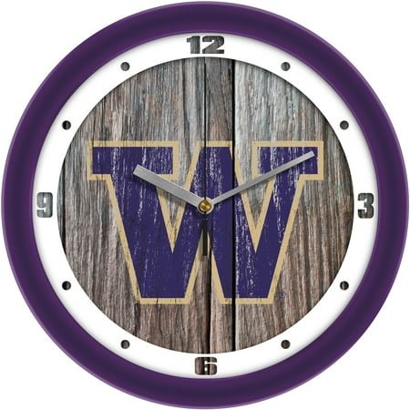 Washington Huskies 11.5'' Suntime Premium Glass Face Weathered Wood Wall Clock
