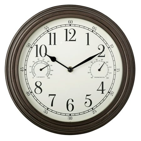 Westclox 12 Brown Indoor/Outdoor Plastic Analog QA Wall Clock with Temperature & Humidity Displays