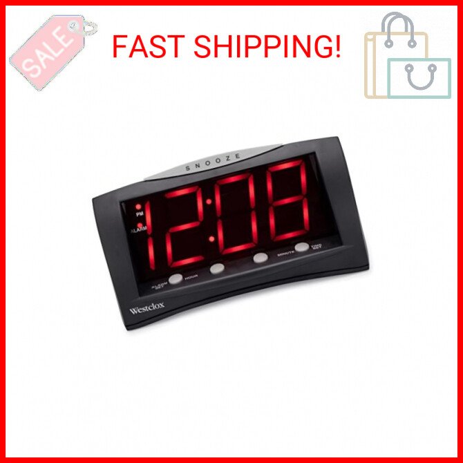 Westclox 66705 Large LED Alarm Clock, Red Display