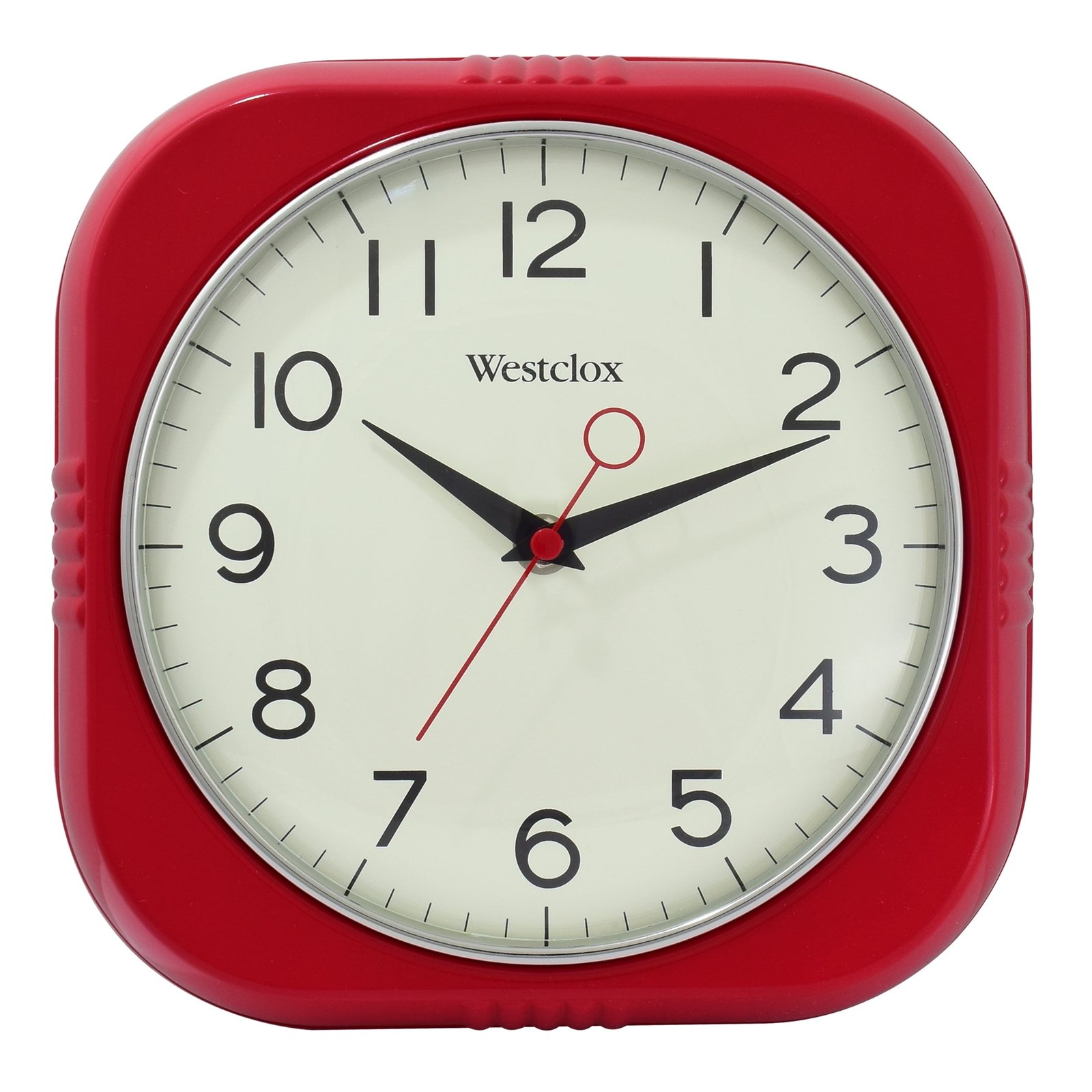 Westclox 9.5" Red Square Retro Analog QA Wall Clock