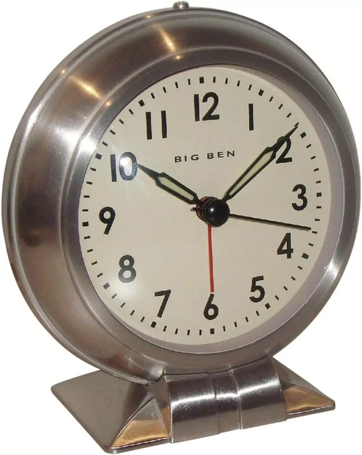 Westclox Classic Alarm Clock Nickel Finish & Dome Glass Lid # 90010A-tested