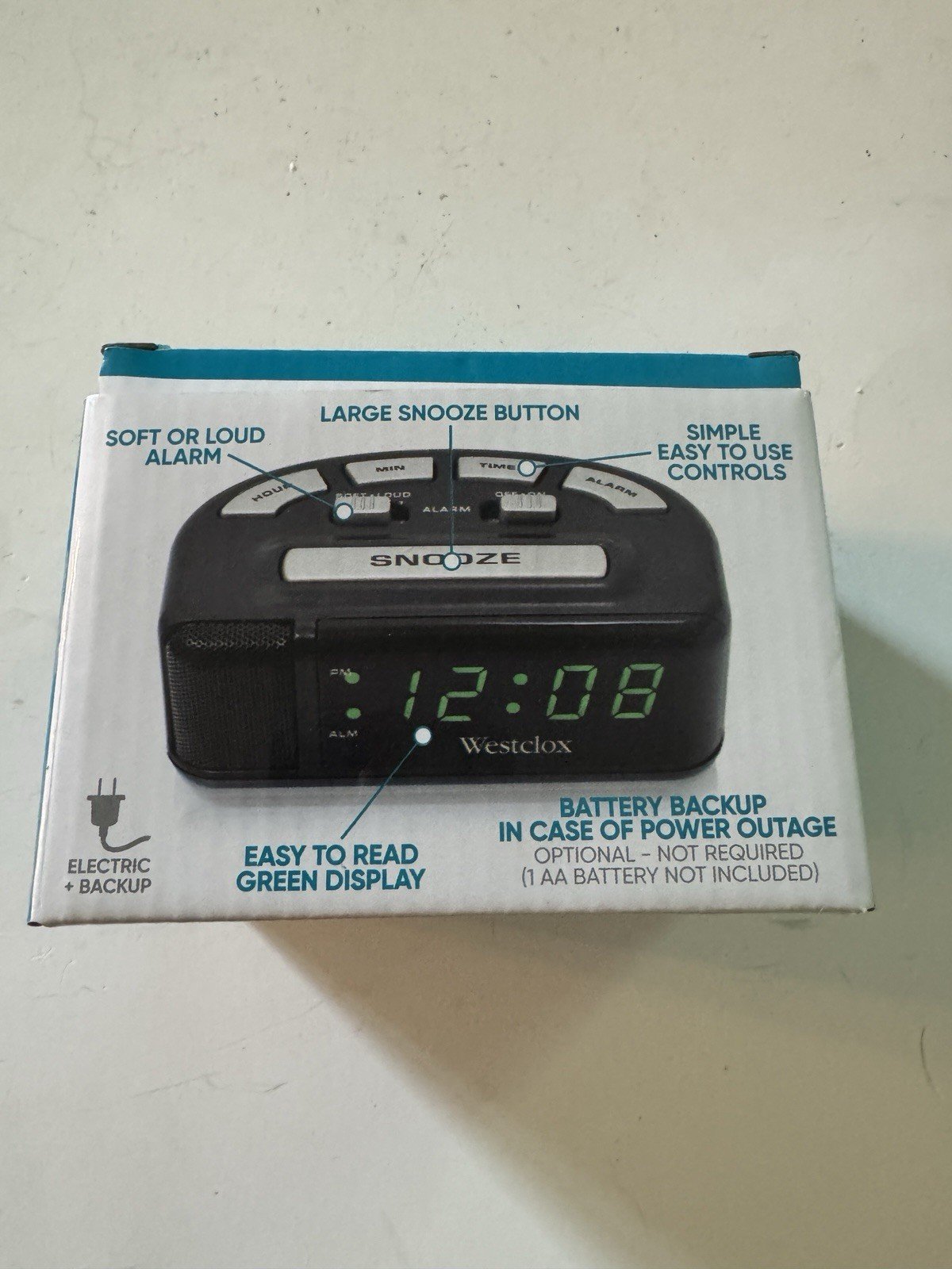 Westclox Super Loud Alarm Adjustable Loud or Soft Alarm & Snooze