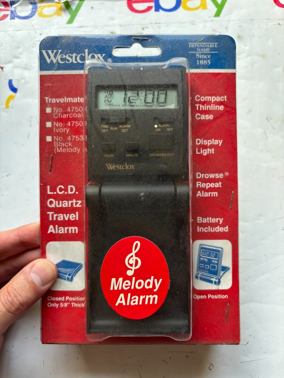 Westclox Travelmate LCD Quartz Folding Travel Alarm Clock Black 47508 New