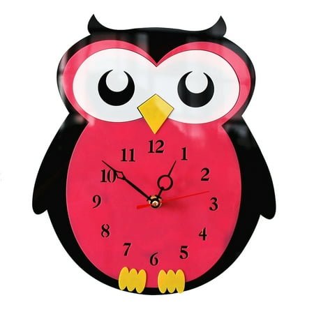WHAMVOX Modern Acrylic Wall Mute Wall Clock Colorful Cartoon Owl Clock Frameless Silent Room Home Decor (CC004)