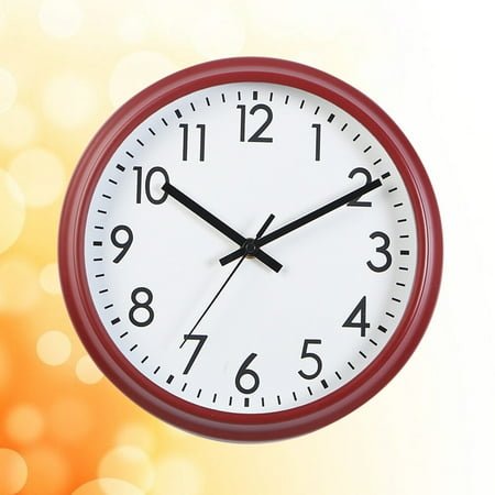 WHAMVOX Red Decorative Wall Clock with Round Dial and Numeral Numbers for Living Room Bedroom Made of