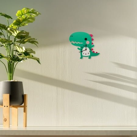 WHAMVOX Wall Clock Silent Clock Room Clock Bedroom Dinosaur Shaped Wall Clock Room Decor Battery Operated Silent Clock No Battery