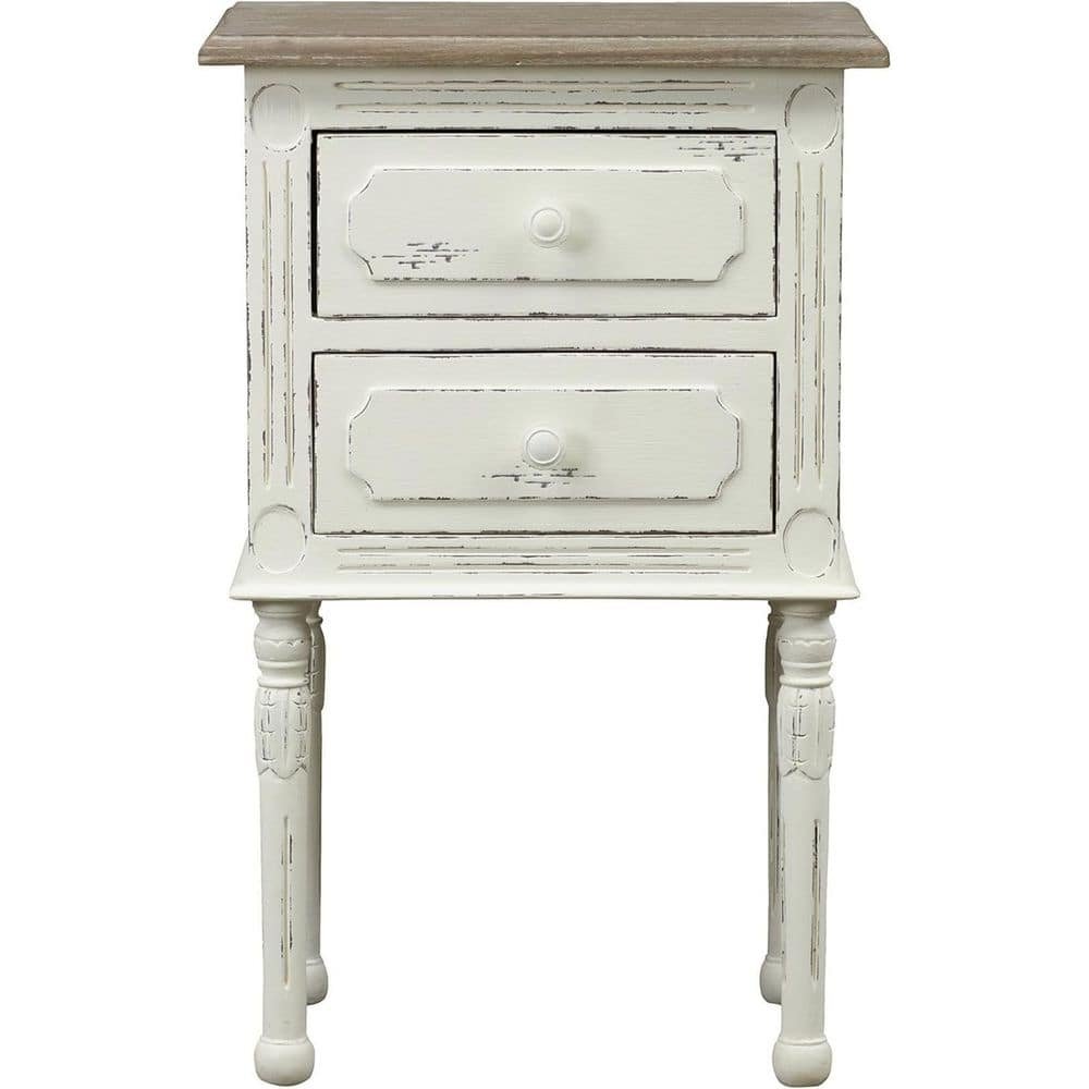 White 2 Drawer 16.2 in. W Nightstand, Sturdy Bedside Nightstand Table