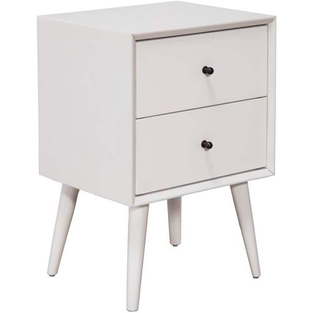 White 2 Drawer 18 in. W Nightstand, Sturdy Bedside Nightstand Table