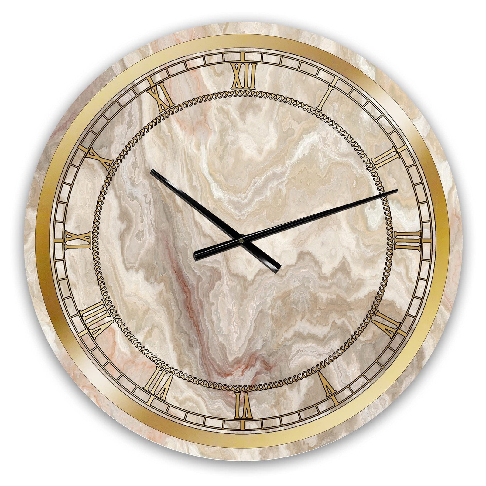 'White Onyx Natural White Marble' Glam Wall Clock for Home Bedroom Bathroom O...