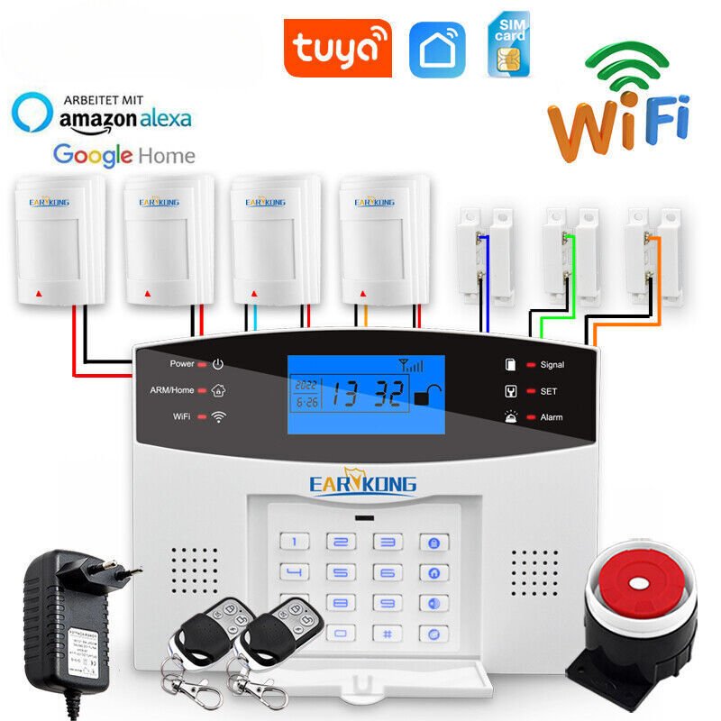 Wired&Wireless WiFi GSM Home Burglar Security Alarm System 433MHz Host Smart APP