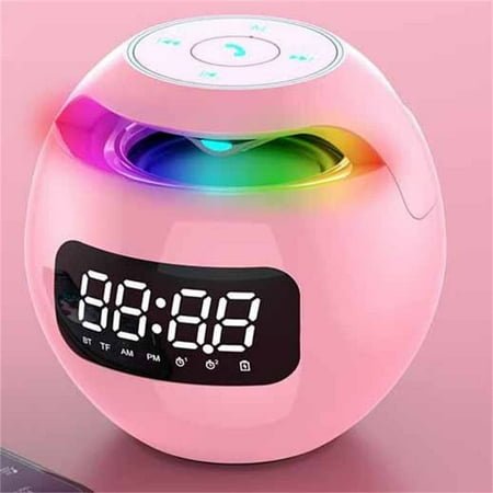 Wireless Bluetooth Speaker with Colorful LED Display FM Radio Alarm Clock Bluetooth 5.0 Hifi Sound 18H Playtime Portable Speaker for Home Office Outdoor Party MP3 Music Player