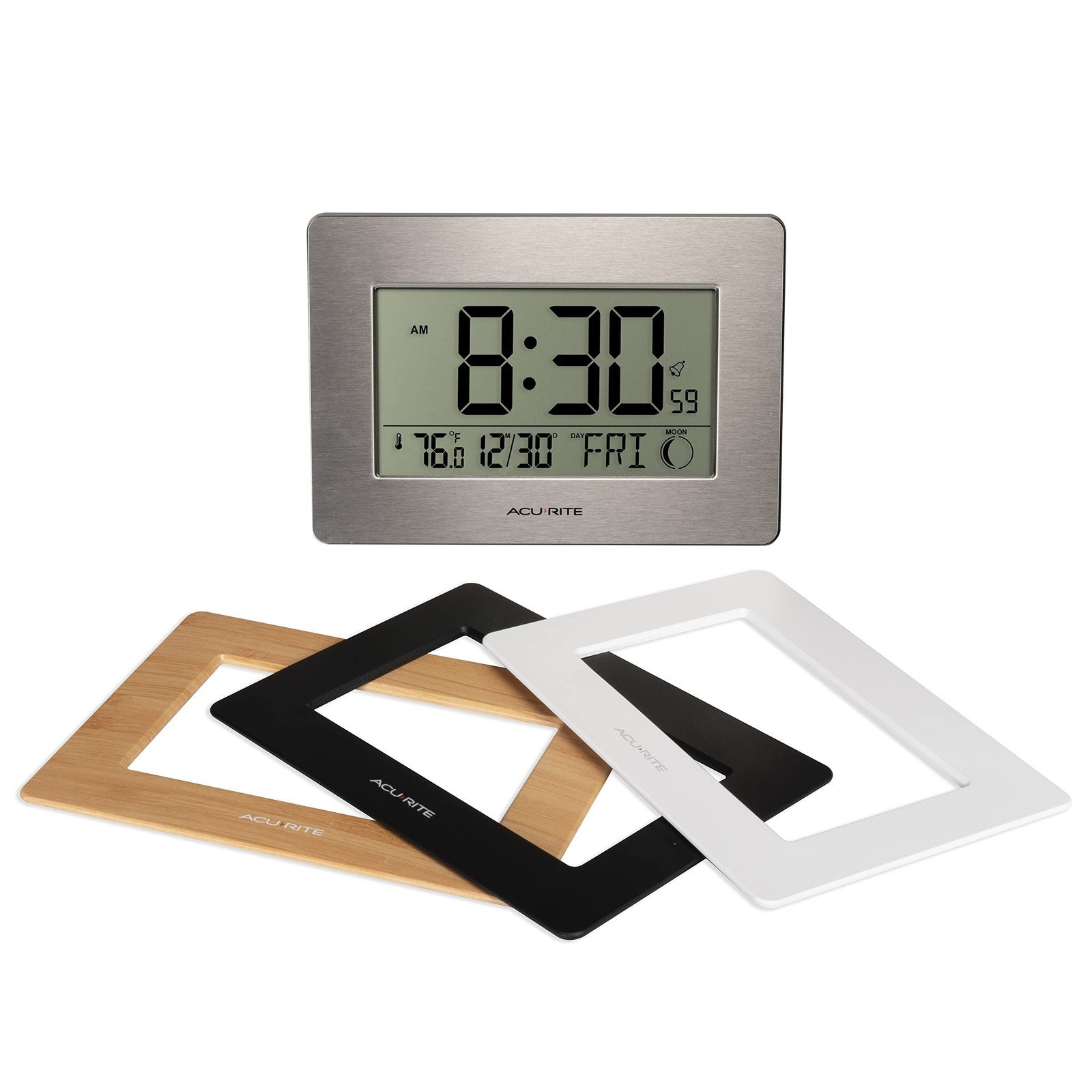 Wireless Digital Wall/Tabletop Clock with 4 Interchangeable Plastic Frames - ...