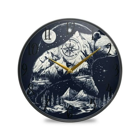 WOBOGO Polar Bear Peak Print Acrylic Wall Clock Battery Operated 11.9in Silent No Tick Bedroom Living Room Office Classroom Decoration