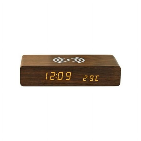 Wood Digital Alarm Clock Large LED Display Portable Lamp for Bedroom Office School Home Livingroom Room