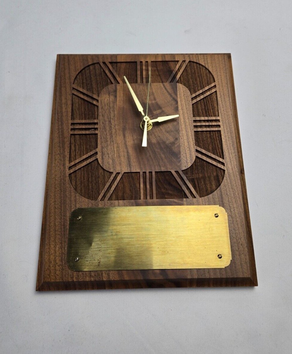 Wooden Wall Clock With Blank Plaque 8" X 10"