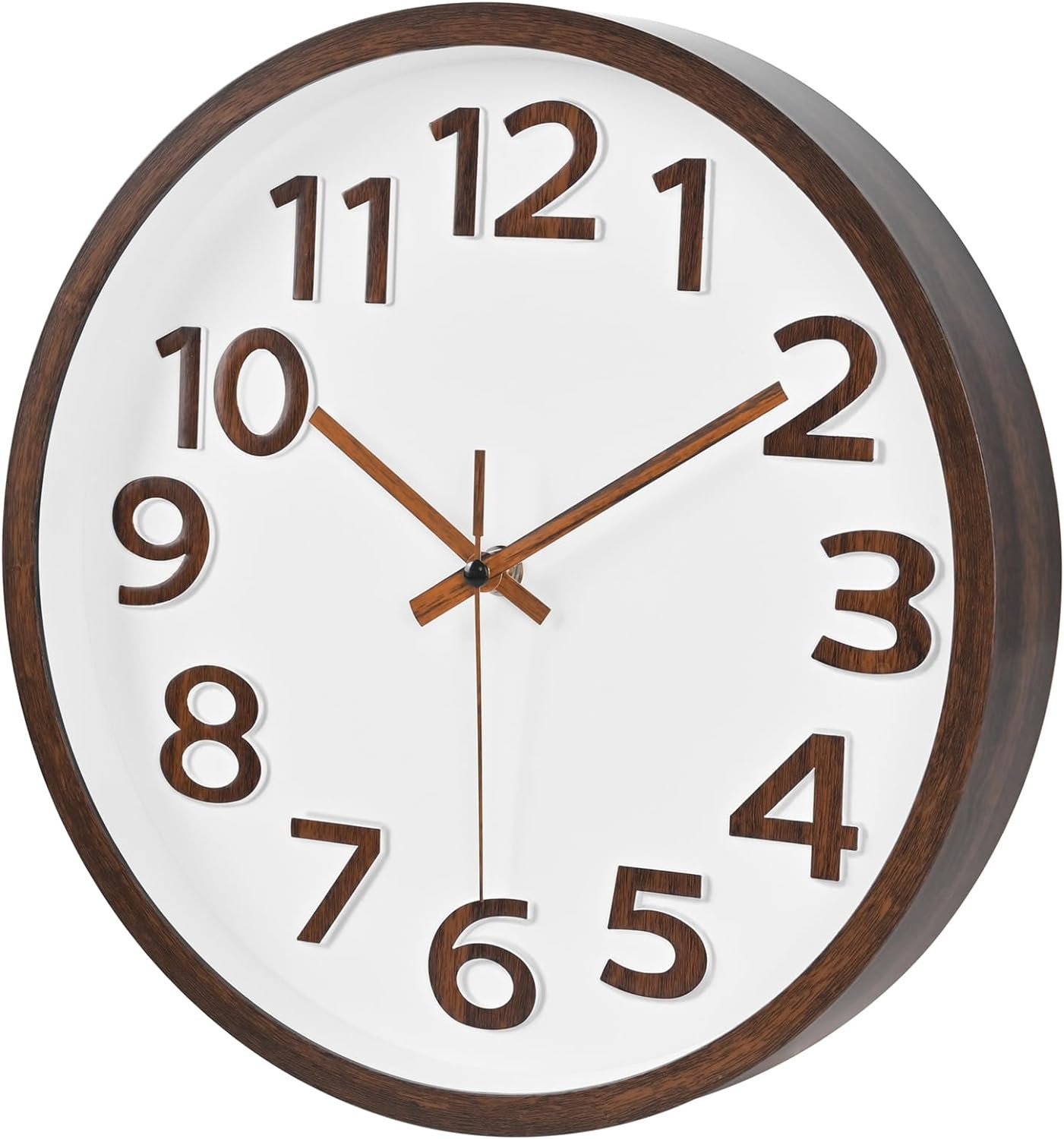 Wood Grain Wall Clock 12 Inch Silent Non-Ticking Modern Wall Clocks Battery Oper