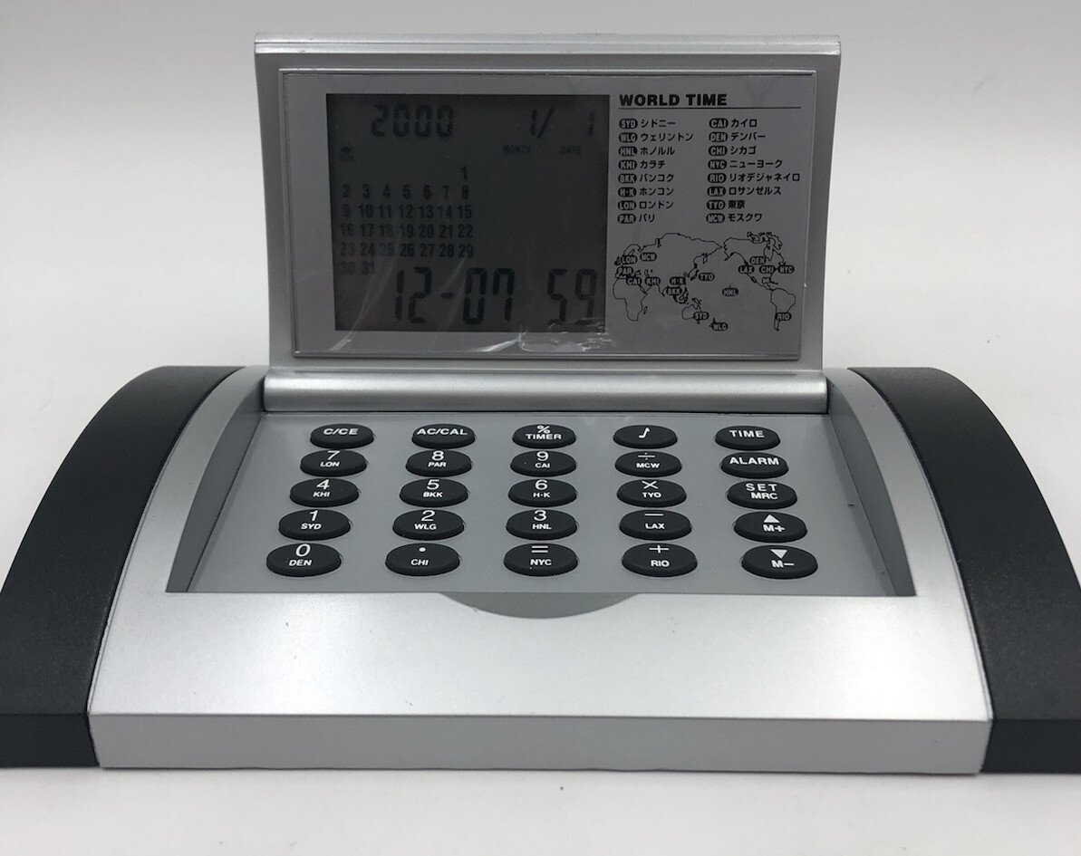 World Time Digital Desk Clock/Calendar ~ Unbranded
