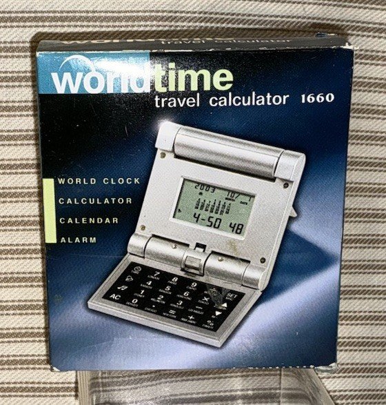 World Time Travel Calculator Calender Alarm Folding Clock - New in Box