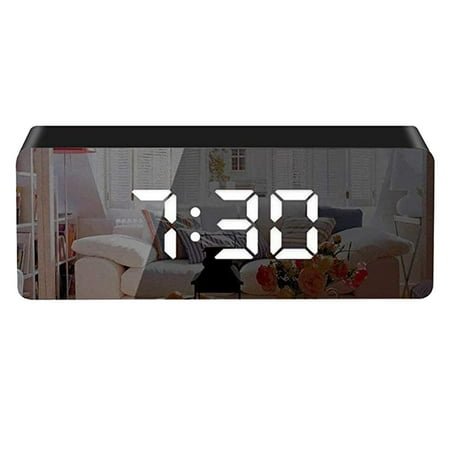 Wovilon Digital Alarm Clock Big Screen Led Bedside Alarm Clock Mirror Clock Snooze
