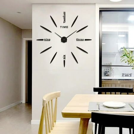 WXC12 Frameless DIY Wall Clock Acrylic Mirror Wall Clock Decor Sticker Digital Clock Home DIY Clock Kit 50cm