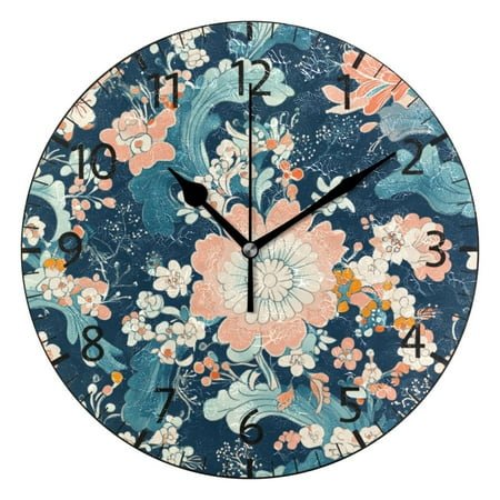 YAZAOO Decorative Wall Clock Size：25cm Vibrant Floral Elegance Design Pattern Clock