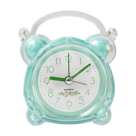 Ycandiee Analog Alarm Clock, Non Ticking Small Clock, Plastic Alarm Clock, Battery Operated, Simply Design, for Bedroom, Bedside, Desk