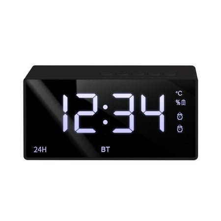 YiBai Mirror Clock Bluetooth Audio Radio Student Alarm Clock Mini Card Small Speaker Desktop Audio,D,for Father Dad
