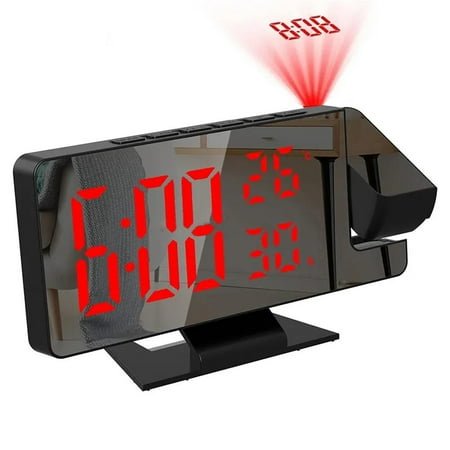 Yiokii Digital LED Projection Alarm Clo Temperature Date Snooze Ceiling Projector&
