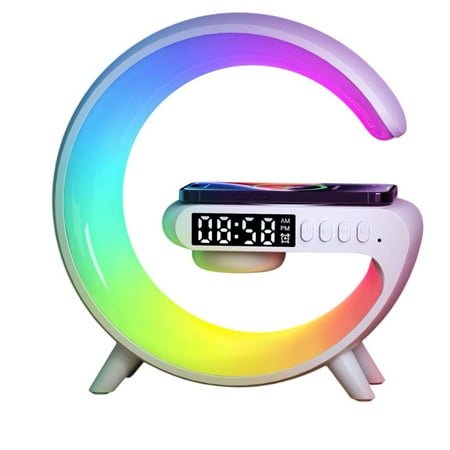 Zerak Mini G-Shaped Smart Wireless Speaker & Charger – 10 Light Effects, Bluetooth Audio, Wake-Up Light Alarm Clock, Night Light Lamp