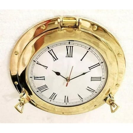10 Brass Porthole Clock Marine Brass Ship Nautical Wall Clock Home Decorative