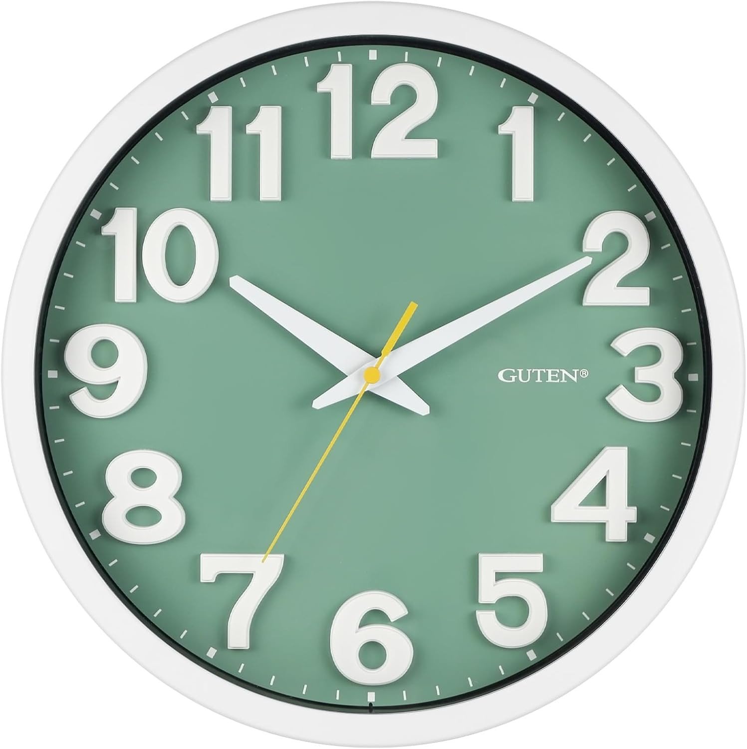 12 Inch Large 3D Numbers Silent Non Ticking Wall Clock, Modern Quartz Battery Op