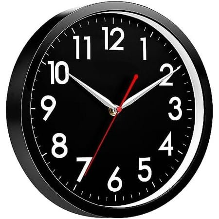 14 Inch Wall Clock Silent Non-Ticking Modern Wall Clocks Battery Operated - Analog Classic Clock for Office, Home, Bathroom, Kitchen, Bedroom, School, Living Room(Black)