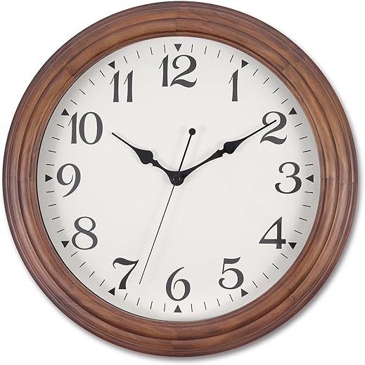 14 Inch Wooden Wall Clock, Retro Wood Wall Clocks Battery Operated, Large Silent Sweep Movement Accurate Wall Clock for Living Room Bedroom