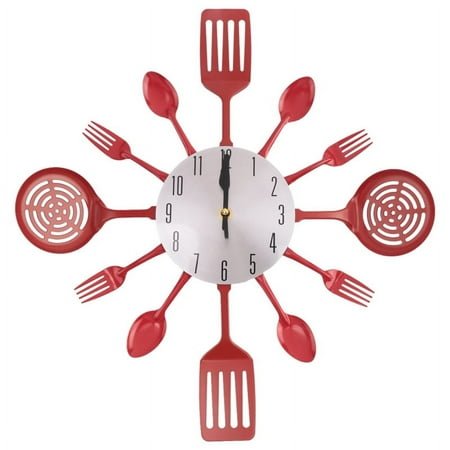 16 Inch Large Kitchen Wall Clocks with Spoons and Forks,3D Tableware Wall Clock Room Home Decoration