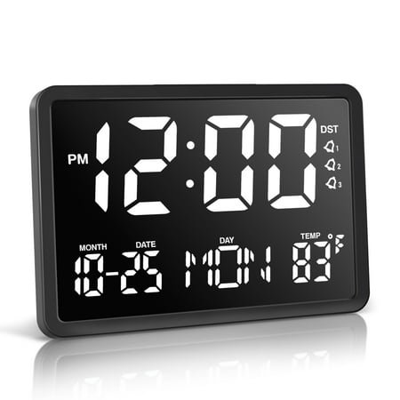 16 Large Digital Wall Mount Clock, Count Down Timer with Remote, Alarm, Big LED, 8 RGB Color, DST