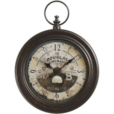 18 Silent Wall Clock, Vintage Pocket Watch Design, Non-Ticking Quartz Battery Operated Decorative Clock for Living Room, Home, Office, Dark Bronze