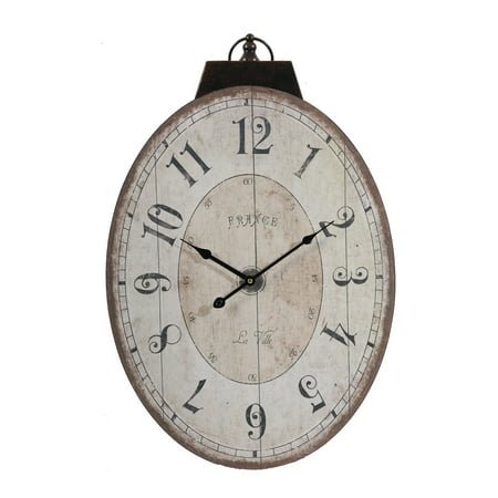 18 x 29 Antique White Oval Wall Clock, Vintage Home Decor Clock from Southern Living Collection, Traditional and Elegant Accent for Entryway, Kitchen, Living Room,Iron Construction (4.2 lbs)