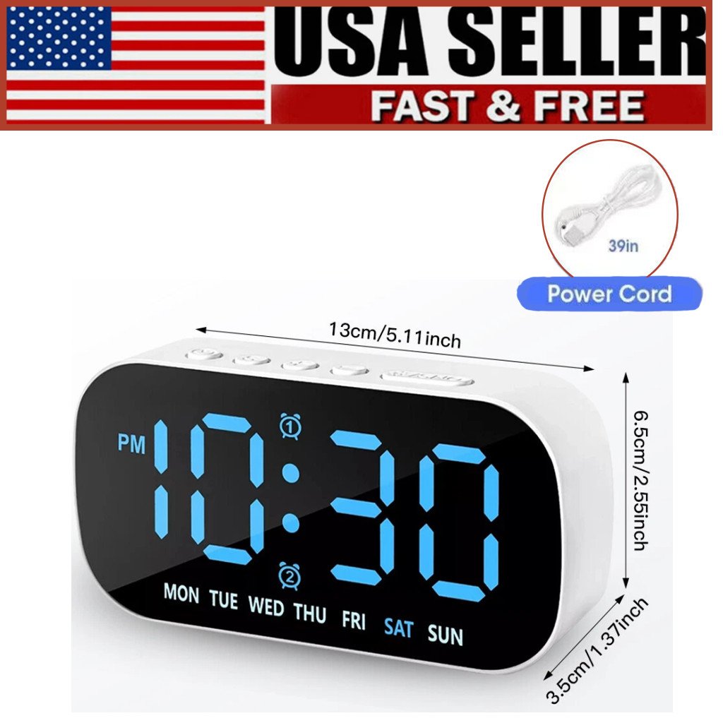 1x LED Large Display Electric Digital Alarm Clock with Battery Backup and Snooze