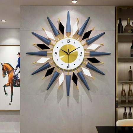 23.6 Inch Large Retro Metal Art Clock Mid Century Modern Wall Vintage Wall Clock for Living Rooms, Bedrooms, Sitting Rooms, Kitchens