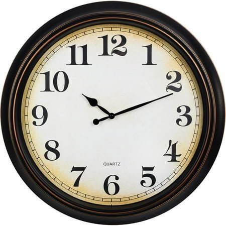 24 Inch Large Wall Clock for Living Room Deco,Silent Vintage Wall Clocks Battery Operated for Living Room Office(Bronze)