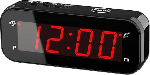 2 in 1 Alarm Clock, Indoor Thermometer, Digital Clock,Turn it Over, Temperature Display, 12/24Hr, °C / °F, Adjustable Brightness, Snooze, Battery Operated, Travel Clock, Alarm Clock for Bedroom
