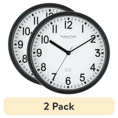 (2 pack) Mainstays Basic Indoor 8.78 Black Analog Round Modern Wall Clock