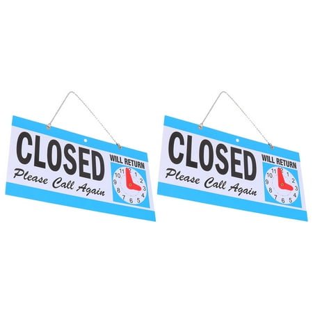 2pcs Open Closed Sign with Clock Business Hours Plastic Double Sided Signs for Walls Window Shop Hotel