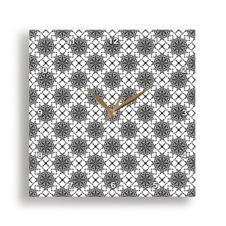 3dRose, White Cat Polka Dot Pattern Isolated on Lime Green, 10x10 Wall Clock