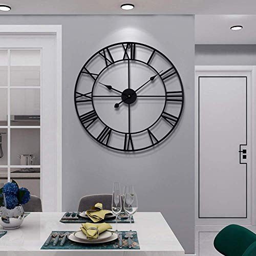 40CM Large Modern Metal Wall Clocks Round Nearly Silent Little Ticking Outdoor