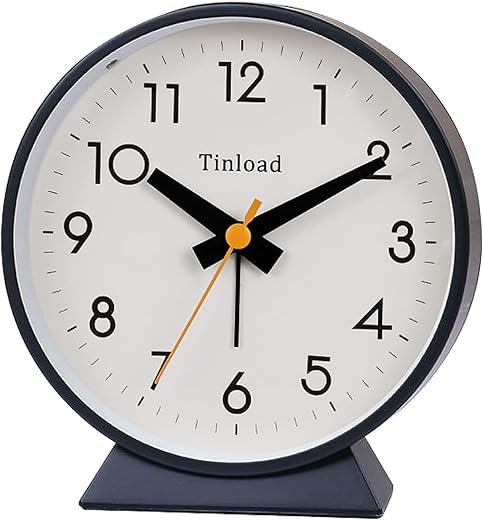 4.5" Battery Operated Antique Retro Analog Alarm Clock, Small Silent Bedside Desk Clock,Lighted on Demand, Battery Operated, Snooze, for Living Room, Bedroom, Bedside, Desk, Gift Clock