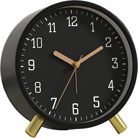 4.5 inches Bedside Analog Non-Ticking Silent Small Desk Clock with Arabic Numerals (White)